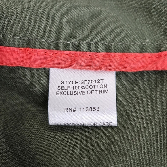 Market & Spruce Utility Cargo Jacket Olive Green Long Sleeve Button Zip Large - Picture 6 of 7